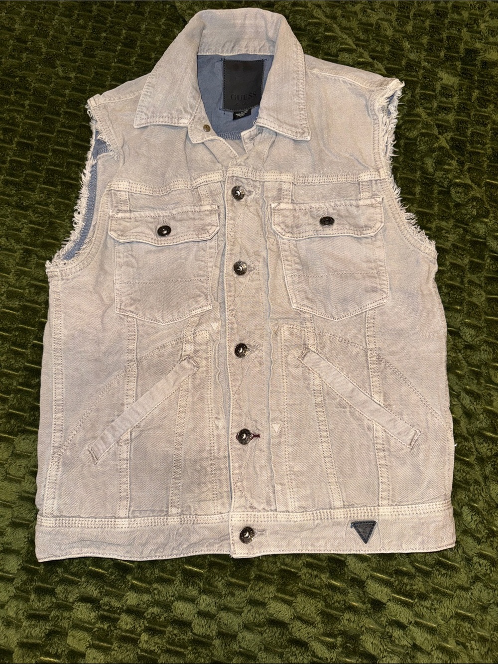Men’s Guess Sleeveless Denim Jacket Vest Size Medium